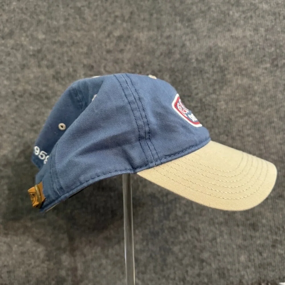 Ron Jon Surf Shop Hat Blue Tan Adjustable Leather Strap Baseball Cap Since 1959